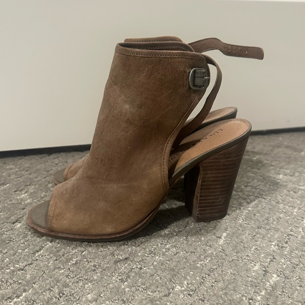 Lucky Brand Brown Heeled Boots with Peep-Toe